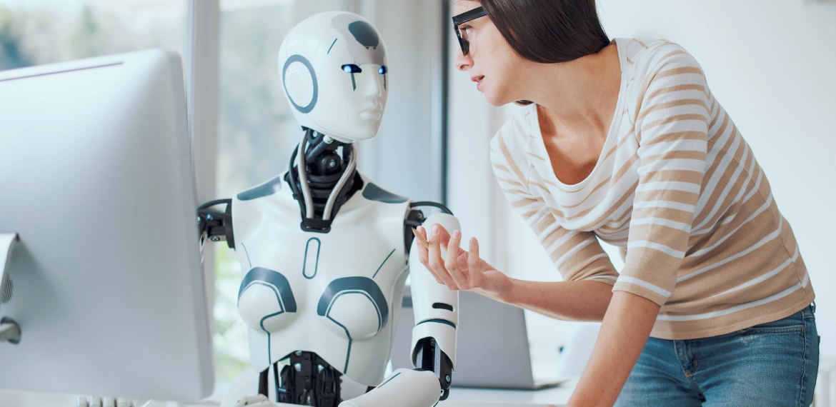 AI and a woman collaborating